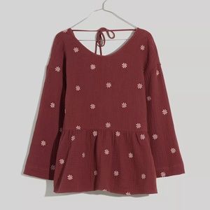 Gauze Peplum Top with Open Back